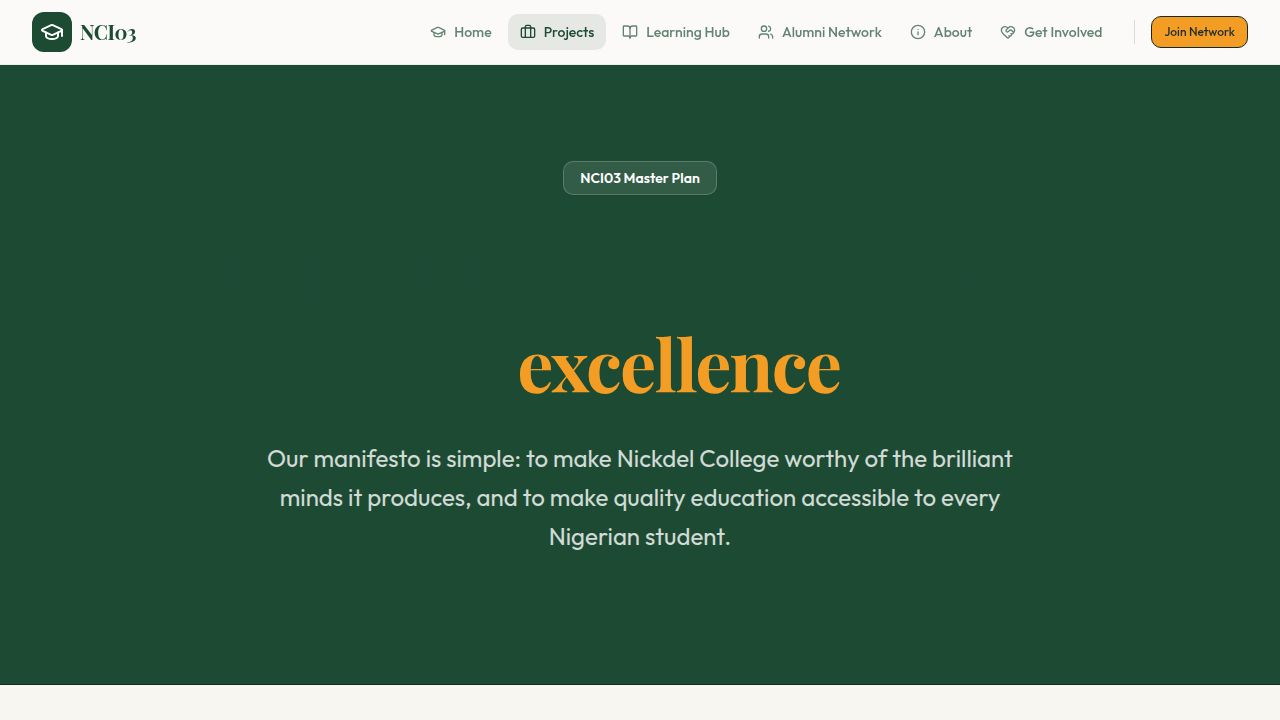 Projects — NCI03 Master Plan